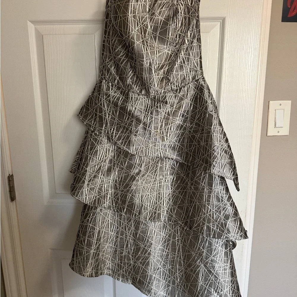 Mason Hosker Ava Maria Strapless Silver Dress - Picture 2 of 5